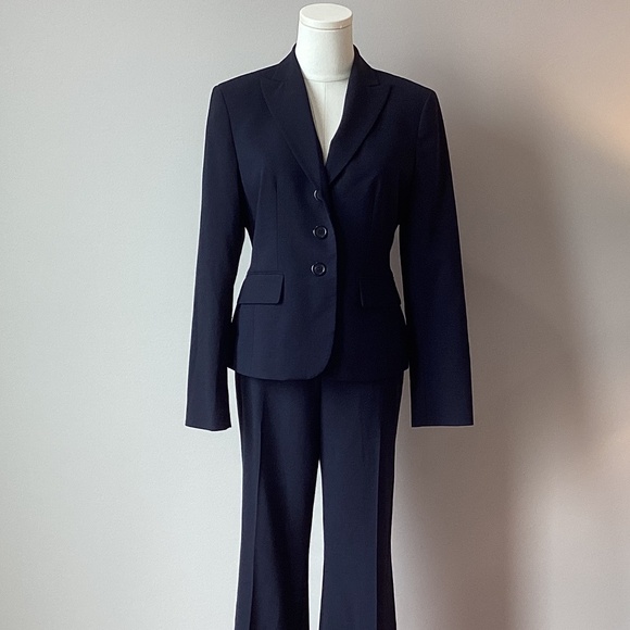 Anne Klein Suit Separates Petite Navy 3pc Suit - Jacket/Trousers/Sheath Dress - Picture 2 of 14